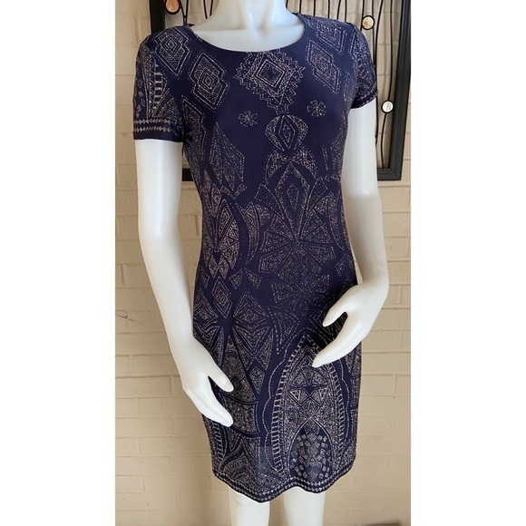 JUMP Junior Navy Glitter Print T Shirt Dress - Picture 3 of 6